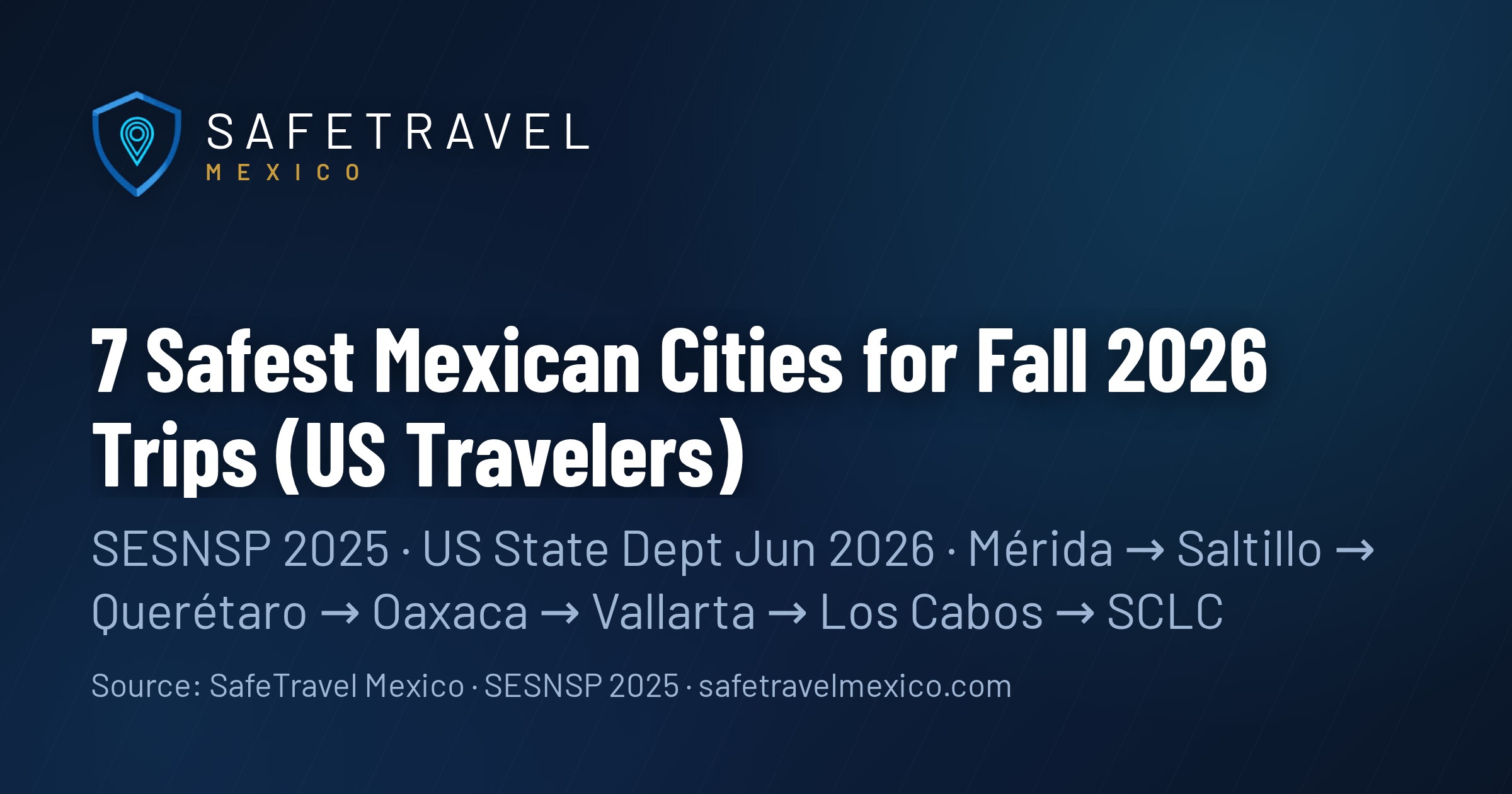 7 Safest Mexican Cities for a Fall 2026 Trip, Ranked by SESNSP 2025 Data (US Travelers)